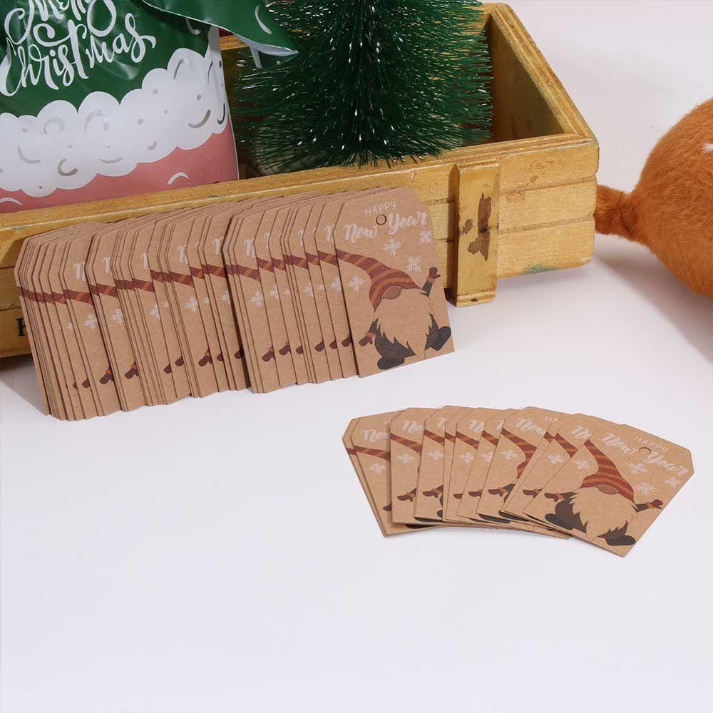 Solighter 100PCS Kraft Tag Kartu Pesta Kertas Kraft Xmas Dekorasi Label Natal