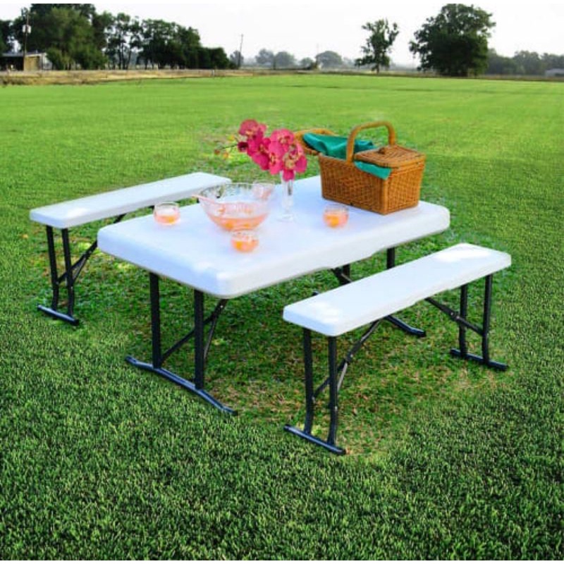 Krisbow Meja Lipat dan Bangku Set - Putih