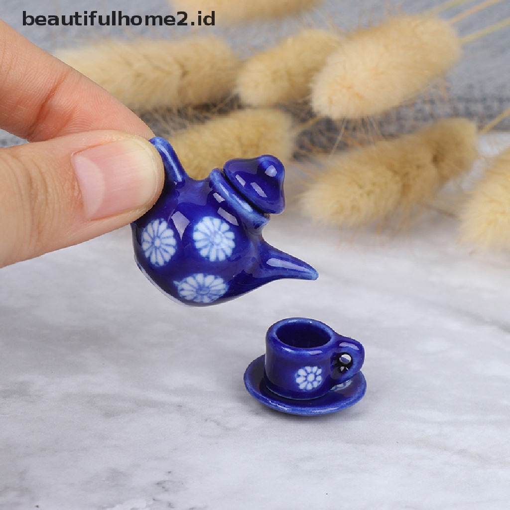 (beautifulhome2.id) 15pcs / Set Miniatur Cangkir Teh Porselen Skala 1: 12 Untuk Rumah Boneka