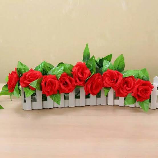 Bunga- Bunga Mawar Rambat Artificial Juntai Plastik Bunga Matahari Rambat - Mawar Merah -Bunga.