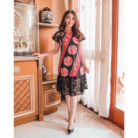 Dress Katun Batik & Brukat Wanita CottonBells - D 1682