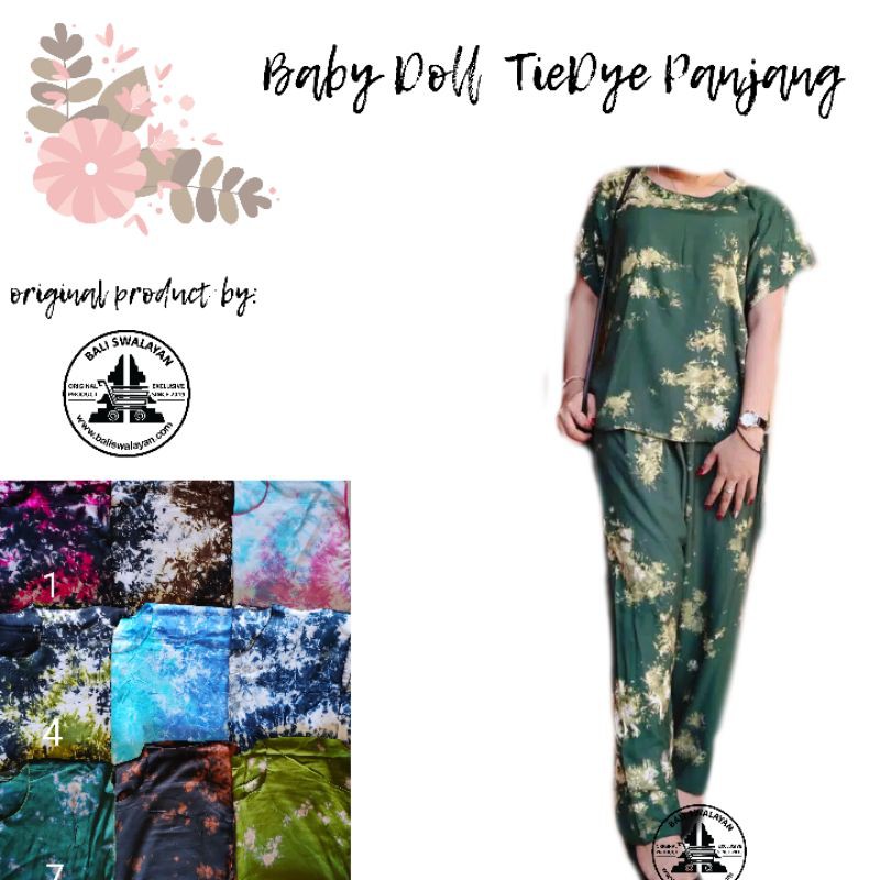 Setelan Babydoll Tie Dye Panjang | Setelan Tie Dye Panjang | Piyama Tiedye Bali | Baby Doll Bali