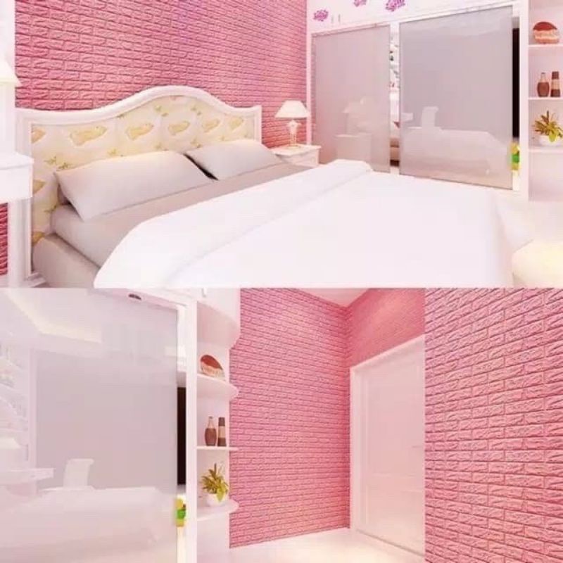 wallpaper dinding batu bata 3D 70x77cm wallpaper batu bata timbul wallfoam high quality-8