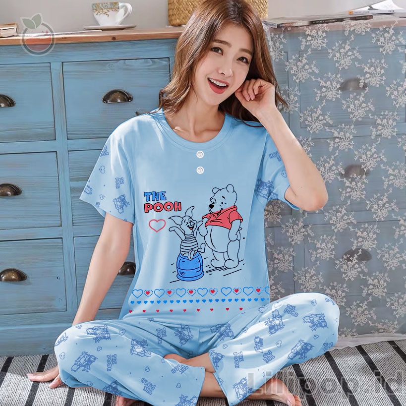 Baju Tidur Stelan Wanita Celana Panjang Baby doll Dewasa Piyama Allsize Cp Lilipop Sleep Wear