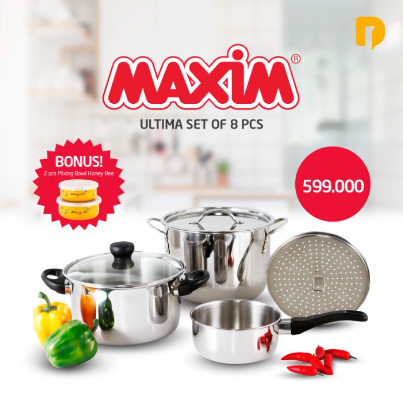 Maxim Ultima set of 8 Set Panci Stainless