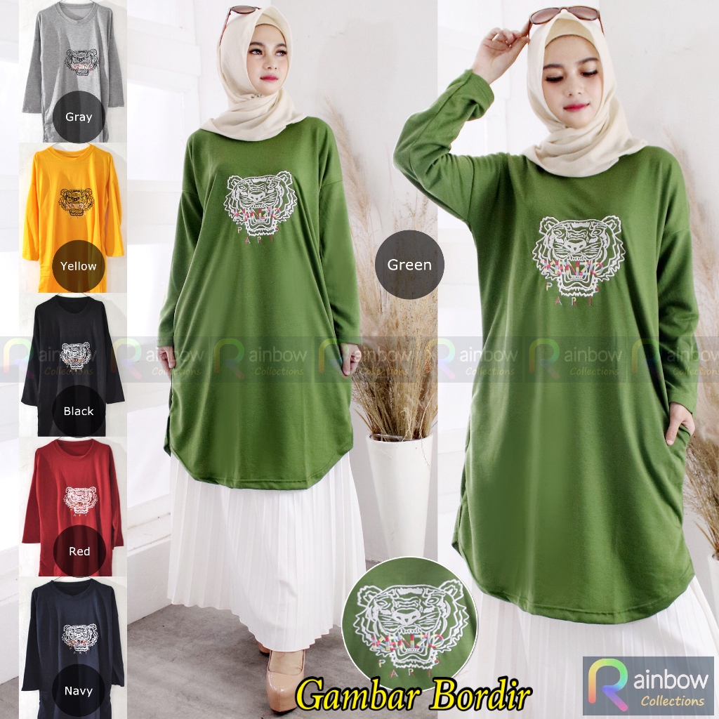 TUNIK BORDIR KENZOTIGER / ADA KANTONG KIRI KANAN - BIG SIZE