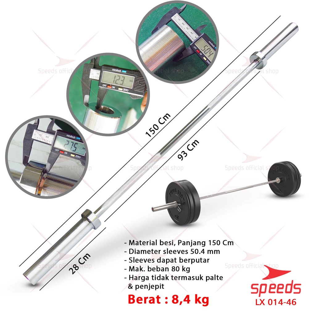 SPEEDS Stick Barbel 150cm Stick Dumbell Bar Straight Olympic Fitness Gym Tongkat Barbel 014-46