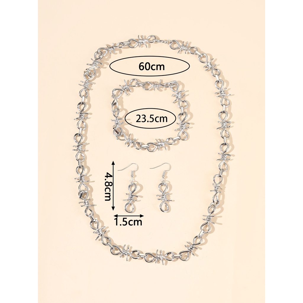 Set Kalung + Anting + Gelang Tangan Gaya hip hop Bahan Alloy Untuk Pasangan / Pria / Wanita