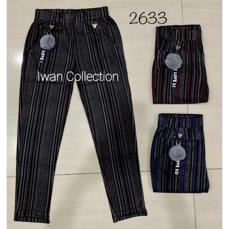 Celana ZARA Import Salur / Celana Wanita Zara motif salur seri 2633#