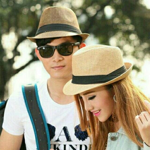 Topi fedora artis korea fedora jazz straw hat. Import