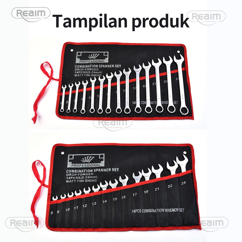 Reaim Kunci Ring Pas Set 14 pcs 8-22 8-24 Lengkap