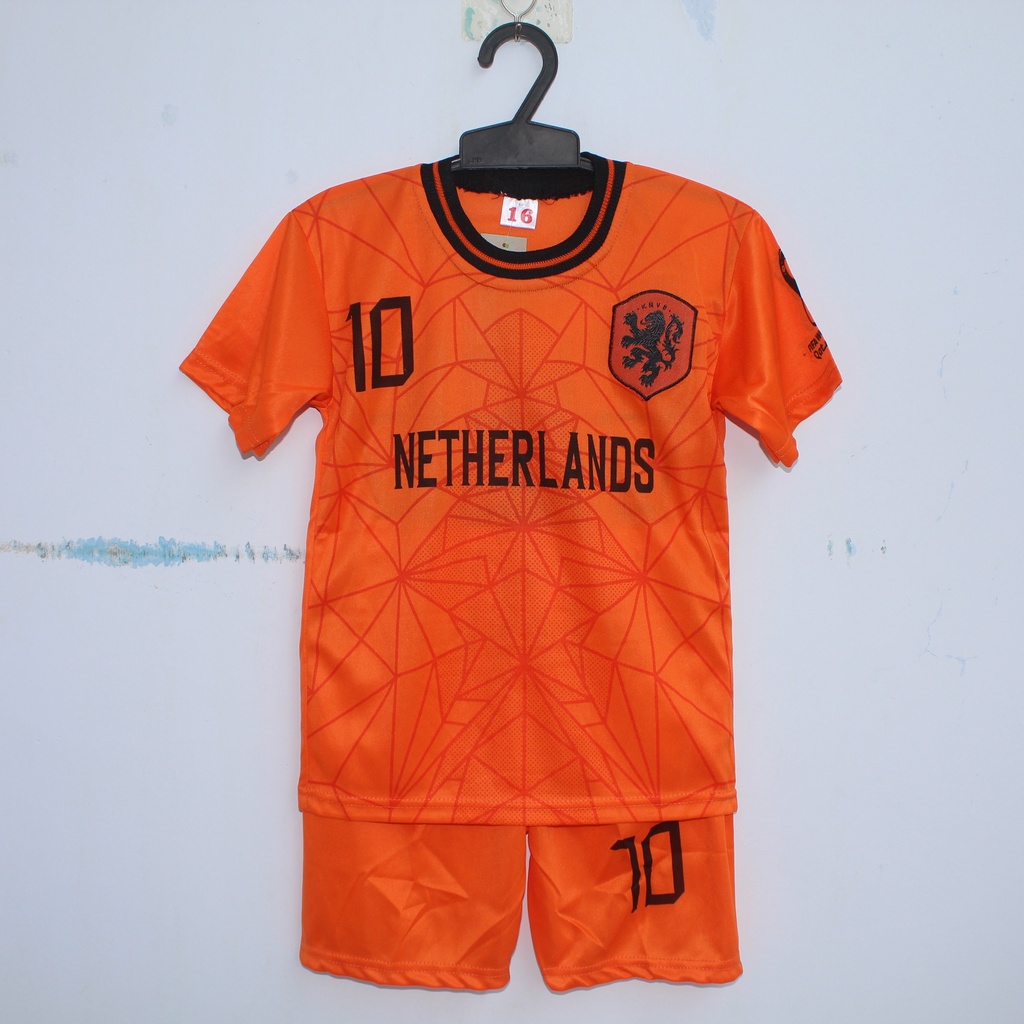 baju bola anak belanda setelan bola nederland bisa sablon nama usia 5-12thn