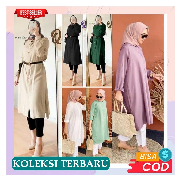 Baju Atasan Tunik Polos Bahan Katun Toyobo Muslim Musliamah Wanita Terbaru 2021 Kekinian Remaja A2 B