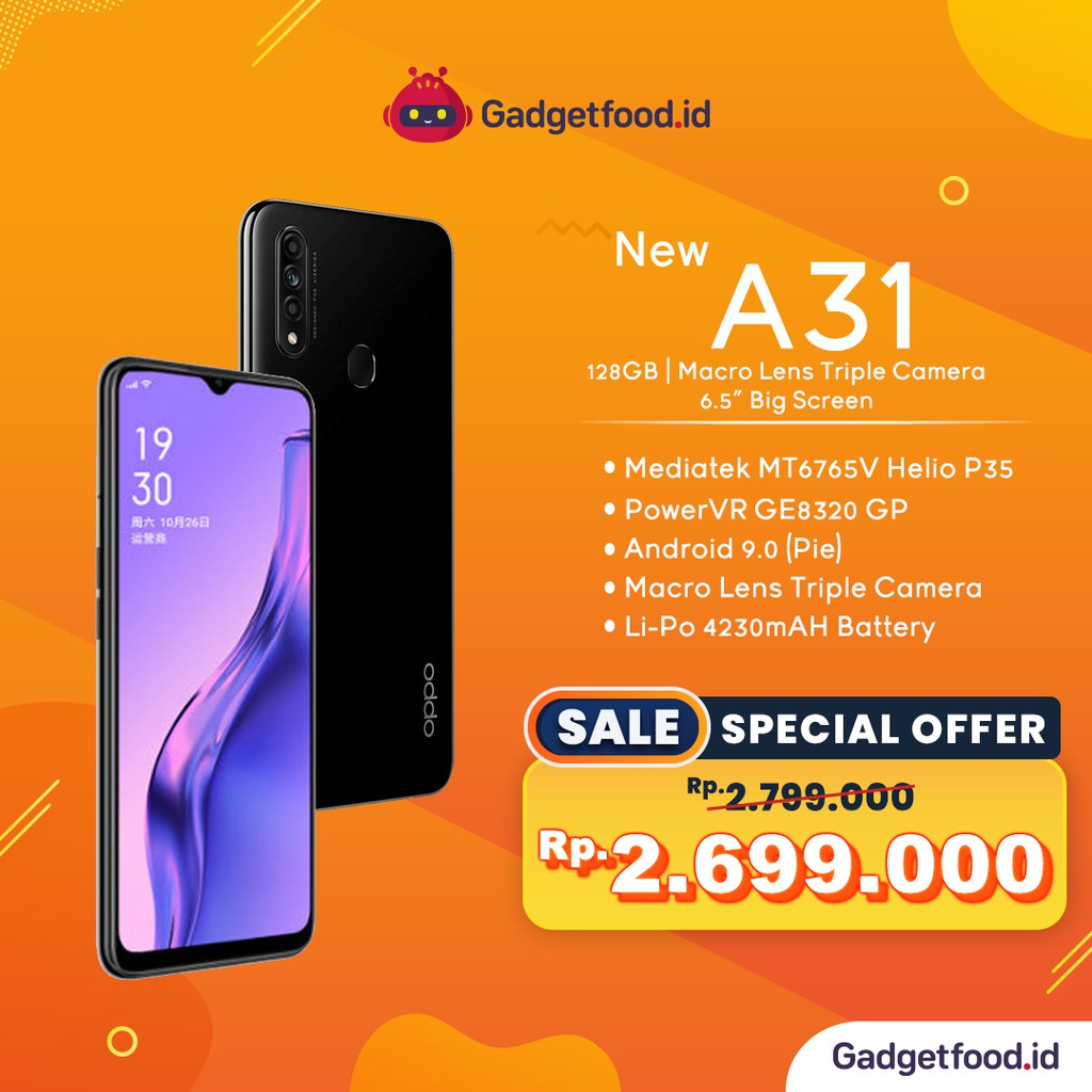 HP OPPO A31 RAM 4/128GB GARANSI RESMI HANDPHONE SMARTPHONE