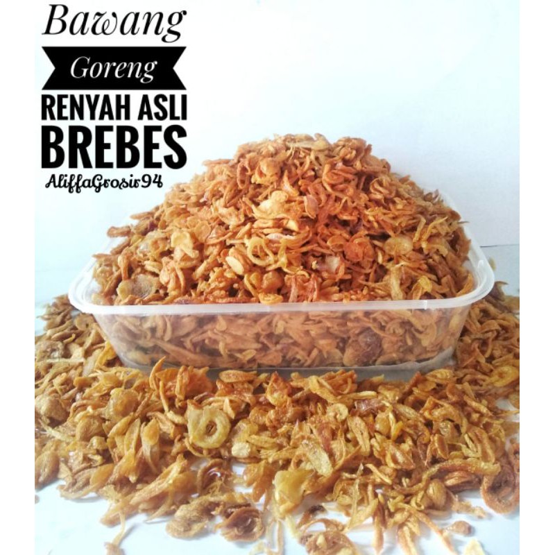 

Bawang Goreng Brebes Renyah Kriuk Asli Premium No msg kemasan 100gr & 50gr