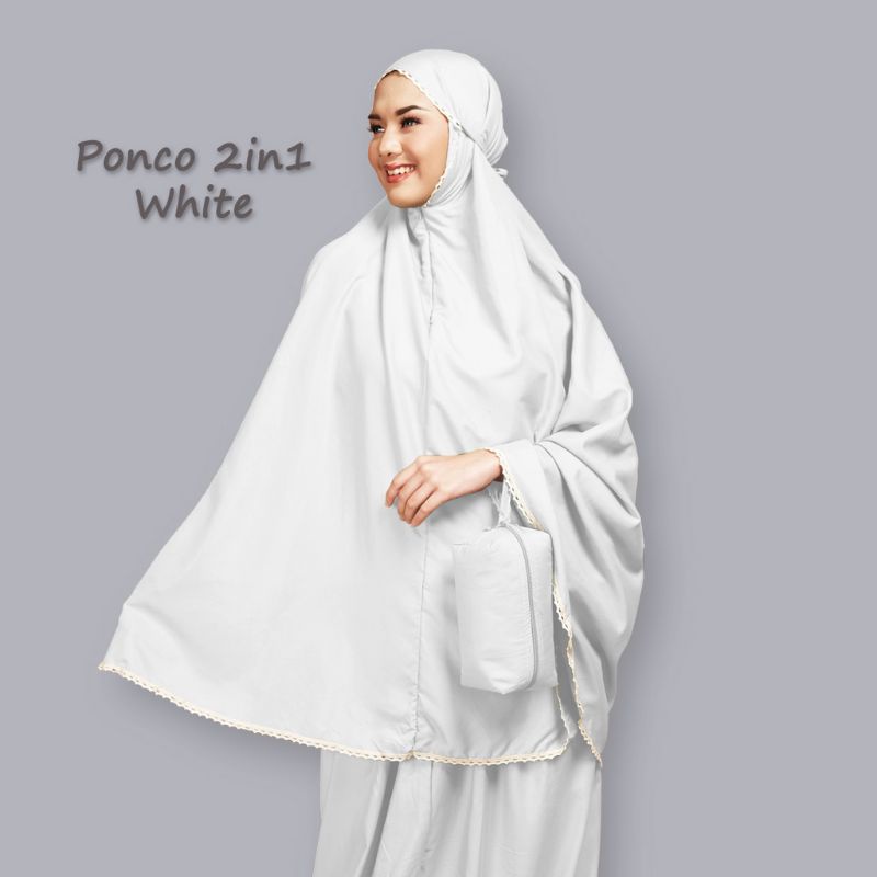 Mukena traveling 2 in 1 ponco katun mikro renda