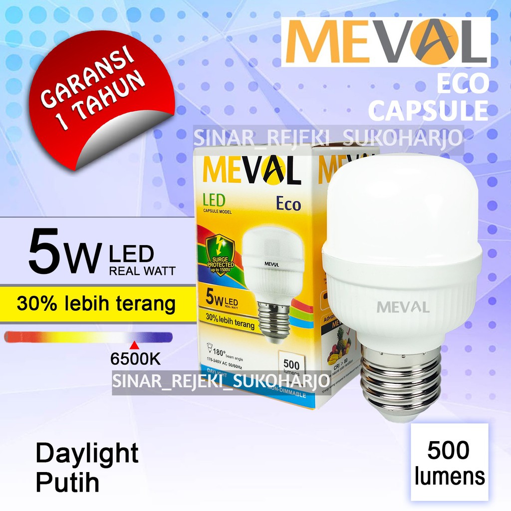 MEVAL Eco Lampu LED Kapsul 5W Putih