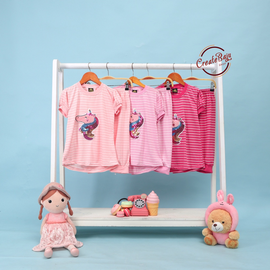 SETELAN ANAK PEREMPUAN 1-10 TAHUN UNICORN BAJU ANAK CEWEK LENGAN PENDEK MURAH