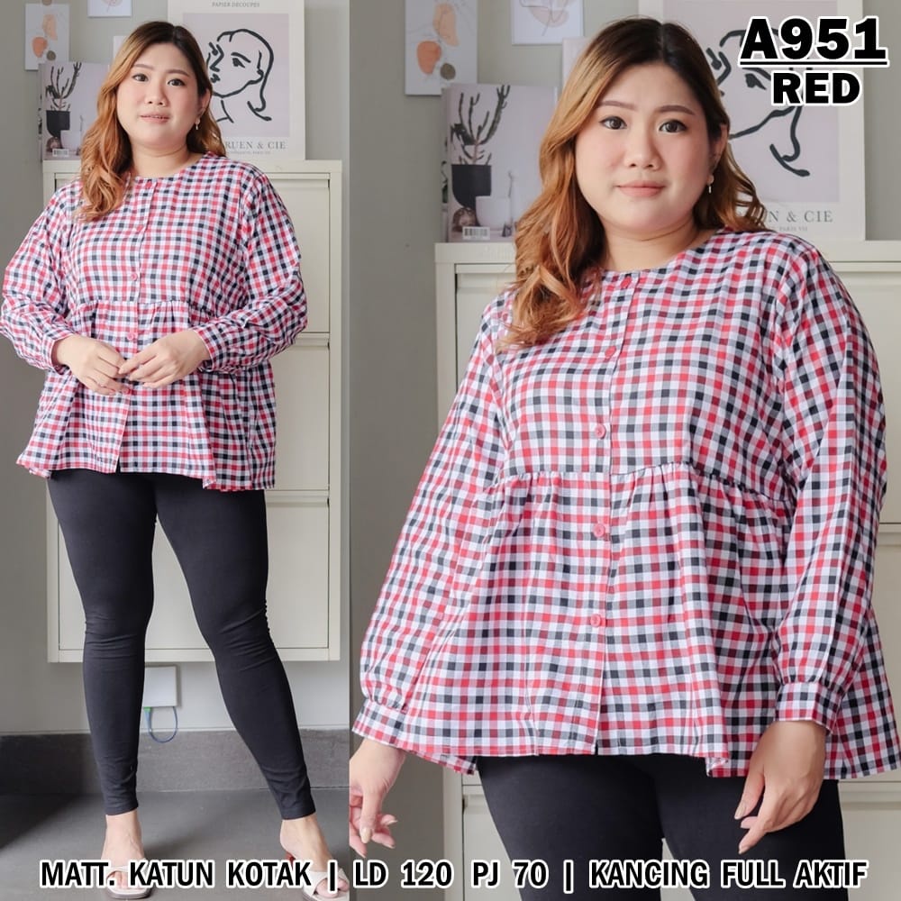 KEMEJA JUMBO ELIS / ATASAN KEMEJA JUMBO WANITA MATT KATUN KOTAK ASLI