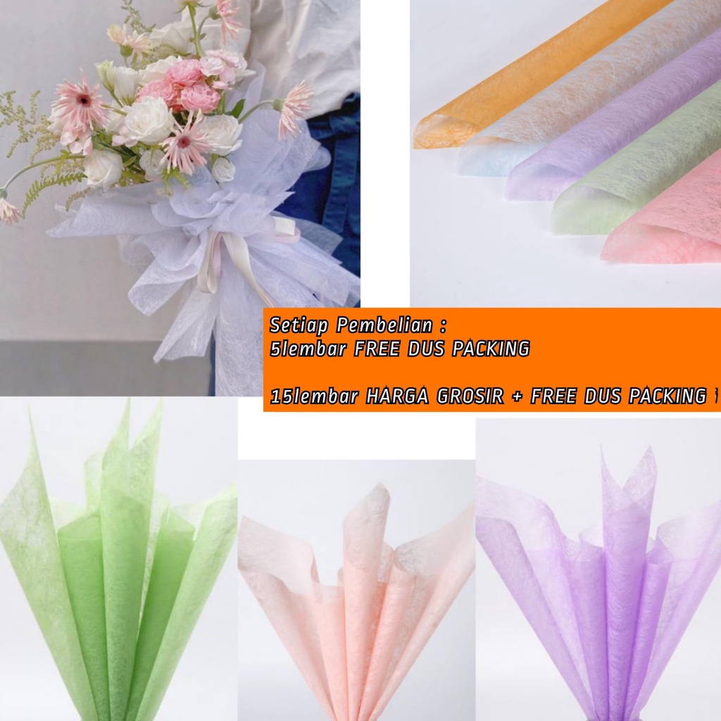 

IJU112 5Lembar-Kertas Bunga Buket Nonwoven/Kertas Buket Bunga Florist Cellophane/Flower Wrapping Paper