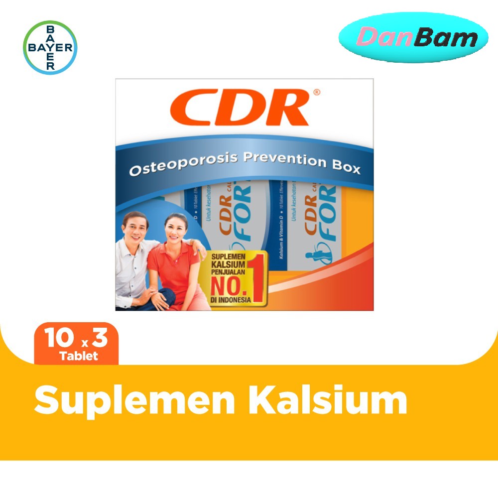 CDR Fortos Suplemen Kalsium Paket Anti Osteoporosis Rasa Jeruk 30 Tablet