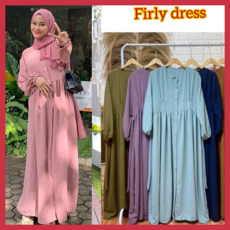 ANISPUTRA - (COD) BESTSELLER - FIRLY DRESS - dress wanita - gamis plisket - gamis rayon - dress rayo