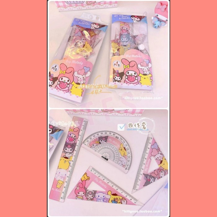 

Trendi Set Penggaris Alat Tulis Hello Kitty Kuromi Cinnamoroll Pompompurin Trendi