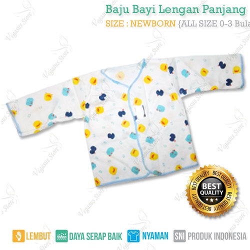 3Pcs Baju Bayi Salur Lengan Panjang Baju Bayi Atasan SHANKUSEN NewBorn (0-6 Bulan)-Super Lembut Model Kancing-Vegasus Store (COD)