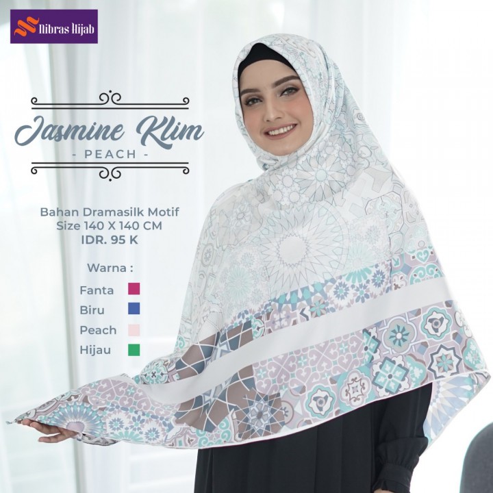 ORIGINAL NIBRAS HIJAB jasmine Klim JILBAB Kerudung SEGIEMPAT 140 Motif