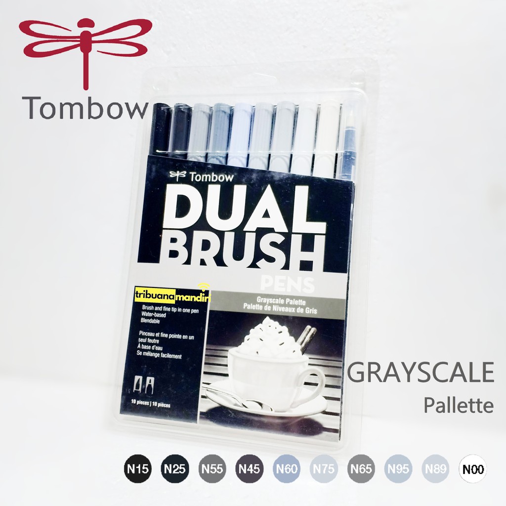 

Tombow Dual Brush Pen Set 10 Colors - GRAYSCALE