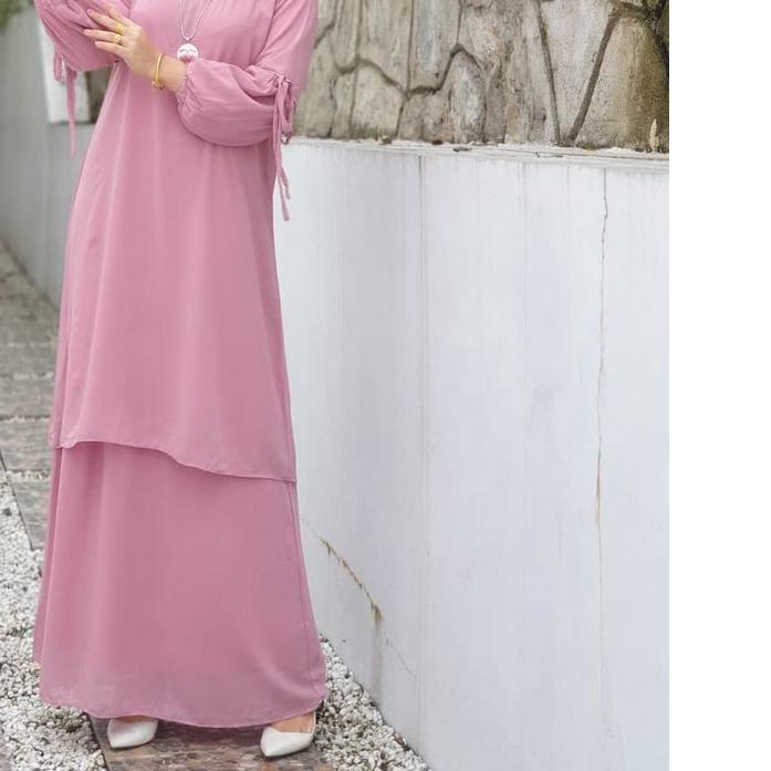 Sinta Set / Setelan Gamis Ceruty Babydoll Terbaru / Kekinian / Fashion Muslim / Dress Wanita Murah /
