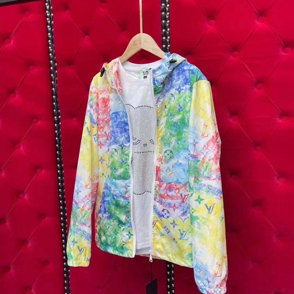 LV 2021 new men's and women's print coat lightweight breathable hooded sun protection coat