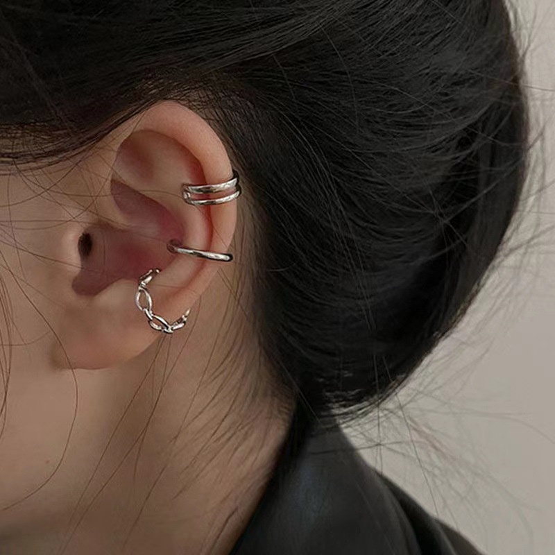 3pcs Anting Klip on Tanpa Tindik Gaya Korea Untuk Pria / Wanita