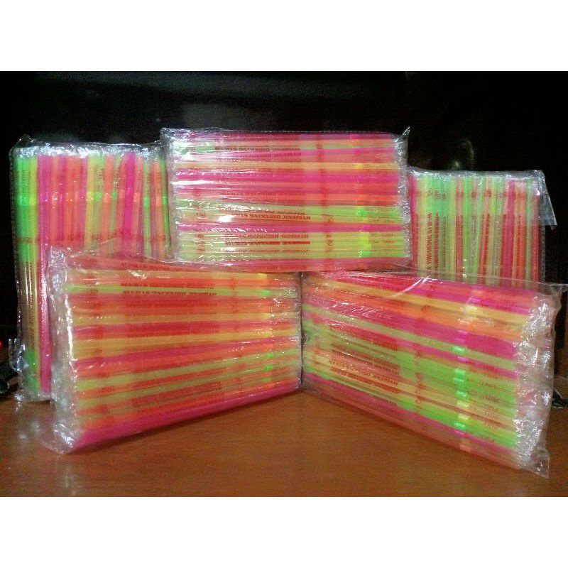 SEDOTAN BENGKOK NEON WARNA WARNi/Sedotan Tekuk 1 PACK iSi 100 pc