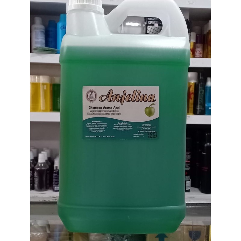 Anjelina Shampoo 5 Liter Jerigen Apel / Lemon / Susu / Strawberry - Shampoo Murah Salon Literan