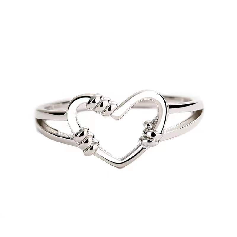 Cincin S925 Sterling Silver Desain Hati Gaya Korea Untuk Wanita