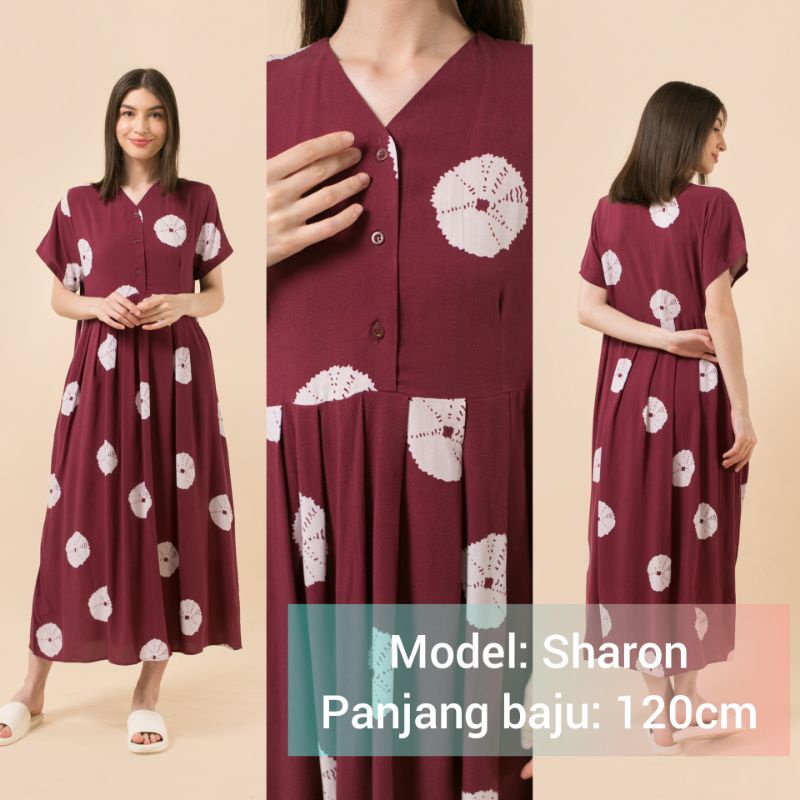 DASTER KHALIFS SLEEPWEAR EXCLUSIVE KHALIF'S ID HOMEWEAR HOMEDRESS RAYON VALENCIA SUPER PREMIUM BUSUI BAJU HAMIL FRIENDLY MIDI NYAMAN GEMES ADEM TERBARU-SHARON Shibori Wine