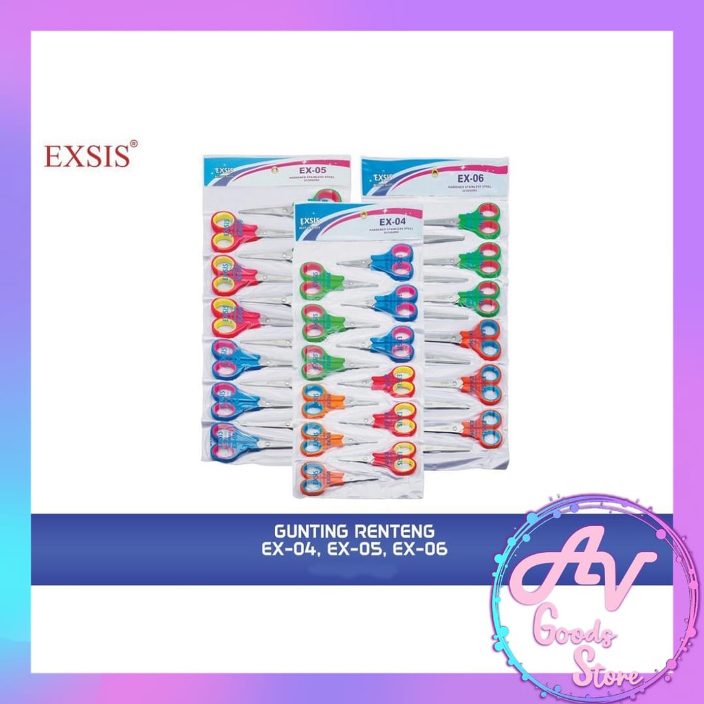 

gunting 12pcs / gunting kecil-sedang-besar / gunting WARNA EXSIS 04-05-06 (12pcs/renteng)