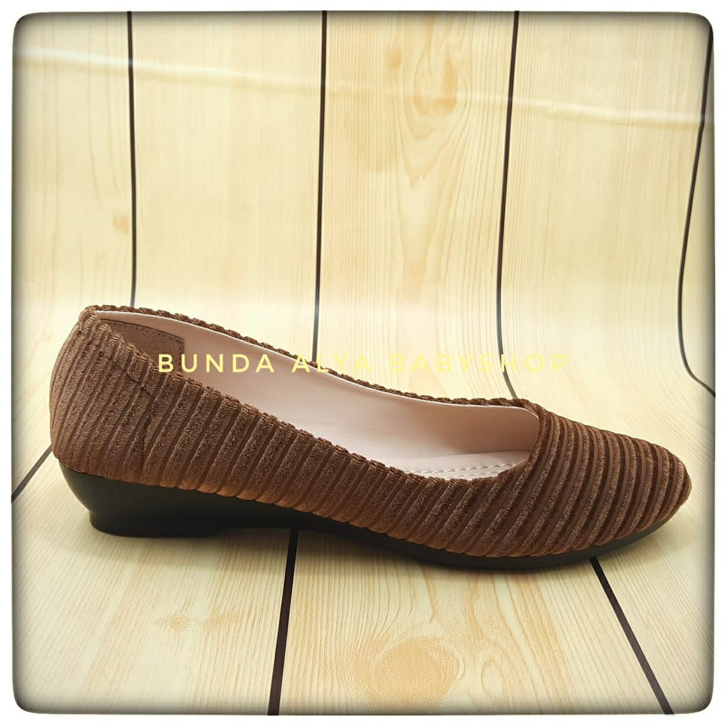 Flatshoes CABARET Premium Size 37 -  40 COKLAT - SALUR - Sepatu Wanita Dewasa Bludru