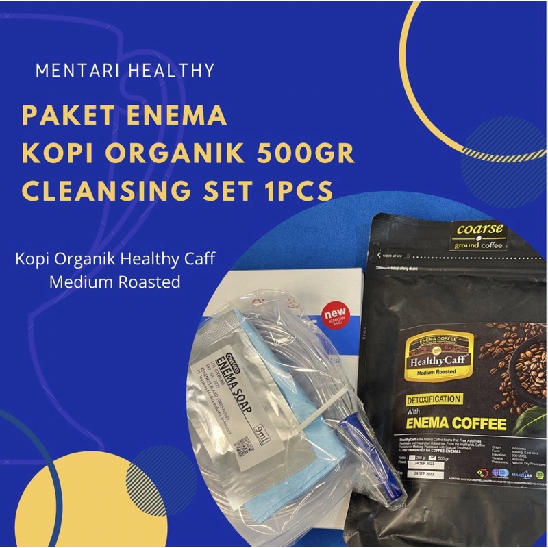 Kopi Enema Organik Healthy Caff Medium 500gram dan Cleansing Set 1pc