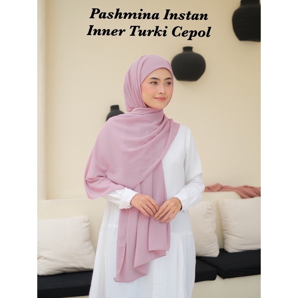 Pashmina Instan Inner Turki cepol brukat 2in1/Ceruty Baby doll