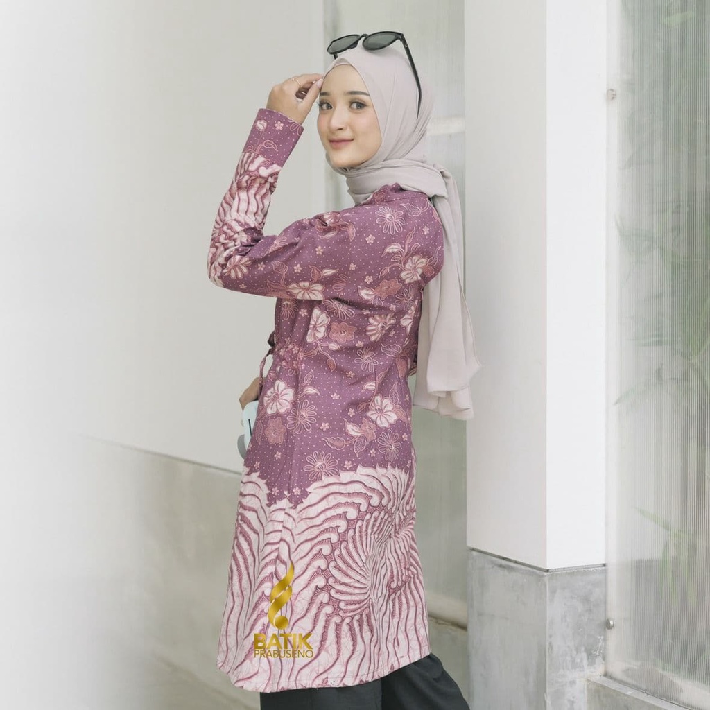 Baju Korpri Wanita Batik Prabuseno Lengan Panjang Bahan Halus Bagus Furing Full Aero Dingin Size S M