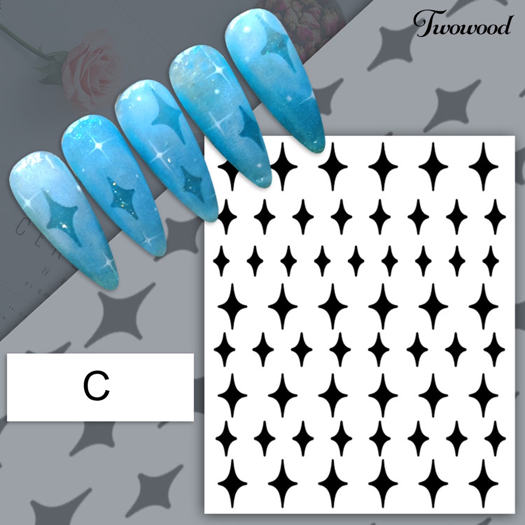 Stiker Stensil Template Semprot Desain Hati Bintang Butterfly Untuk Alat Dekorasi Manicure Nail Art