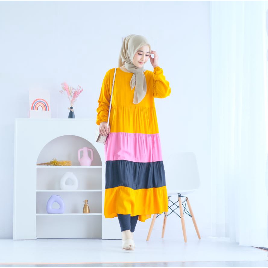 (DBY) GAMIS MIDI CARESA DRESS RAYON OVERSIZE  PREMIUM