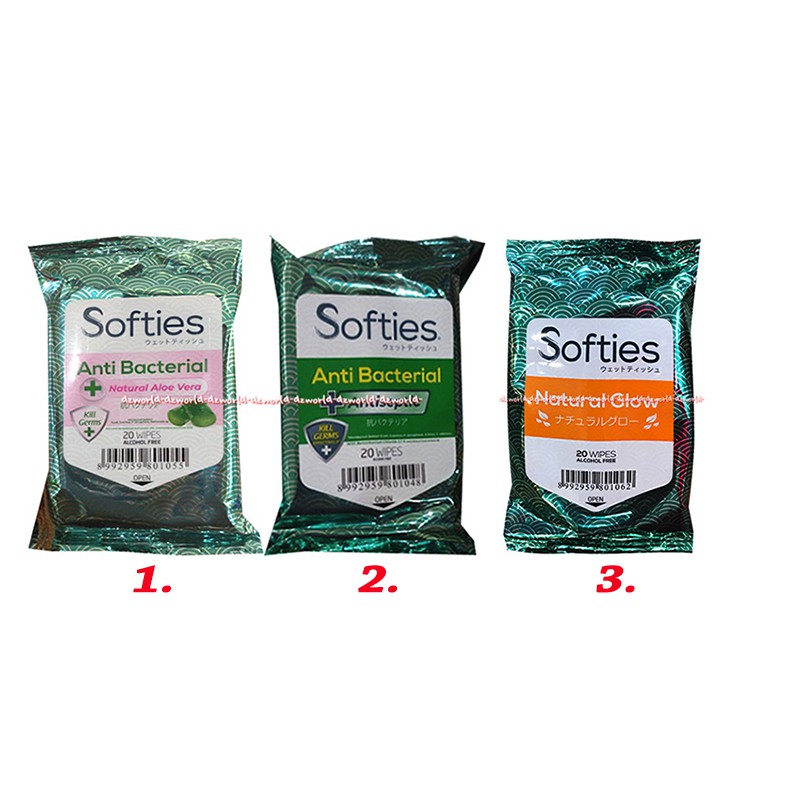 Softies Healthy Clean 20Wipes Tissue Basah Wet Tisue Wajah Free Alkohol