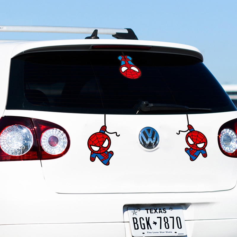 Stiker Mobil Spiderman Stiker Hias Helm Reflektif Kartun Marvel Motoracycle Decal