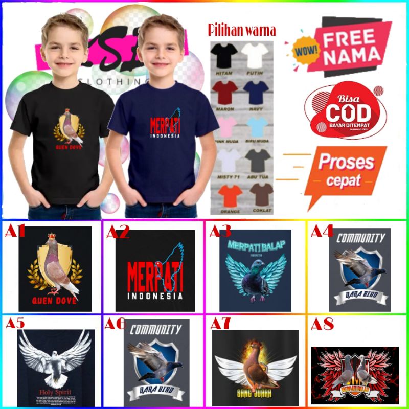 baju kaos anak laki laki burung merpati balap/kaos anak cowo/kaos anak oblong/kaos anak burung/t-shi