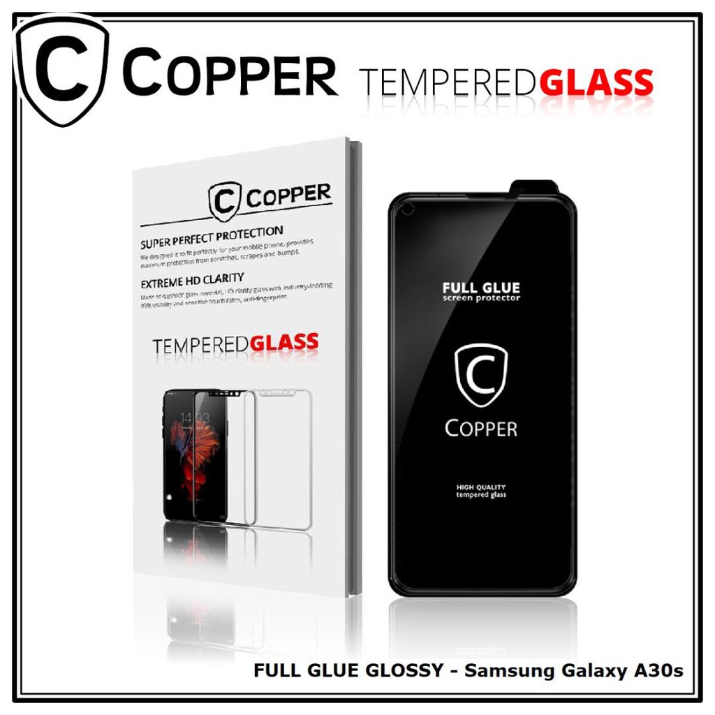 Samsung Galaxy A30s - COPPER Tempered Glass Full Glue Premium Glossy