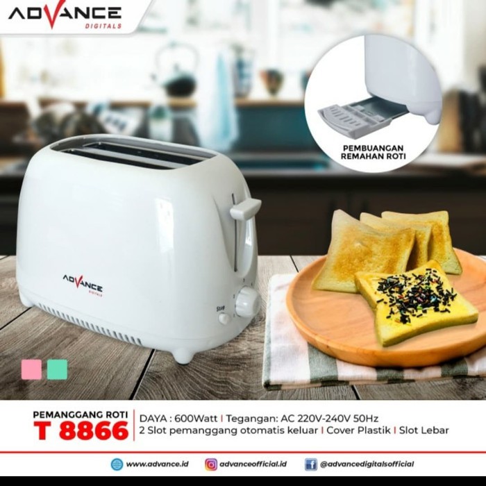 TOASTER ADVANCE T 8866 PEMANGGANG ROTI POP UP ATAS 2 SLOT