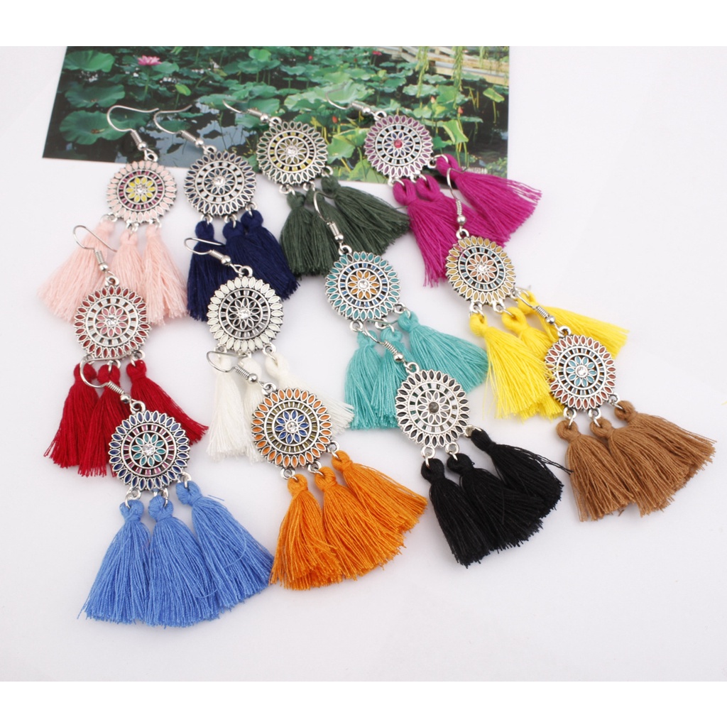 Bohemian fashion rumbai anting-anting perempuan kreatif tata surya paduan anting-anting Eropa dan Am